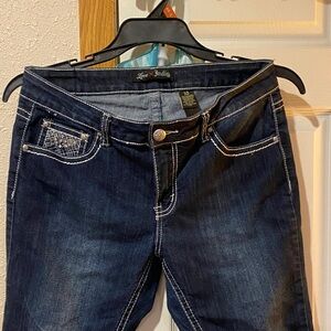 Love Indigo Women's Deep Blue Straight Leg Jeans